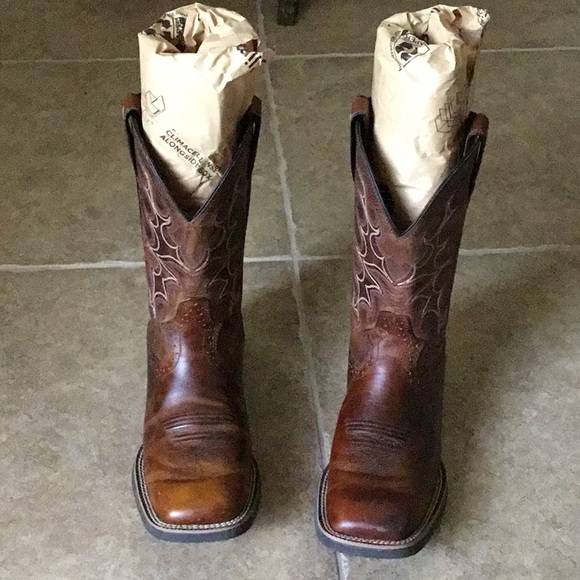 SV7216 Mens Justin Silver Cattleman Cowboy Boot Square Toe Brown - Picture 2 of 16